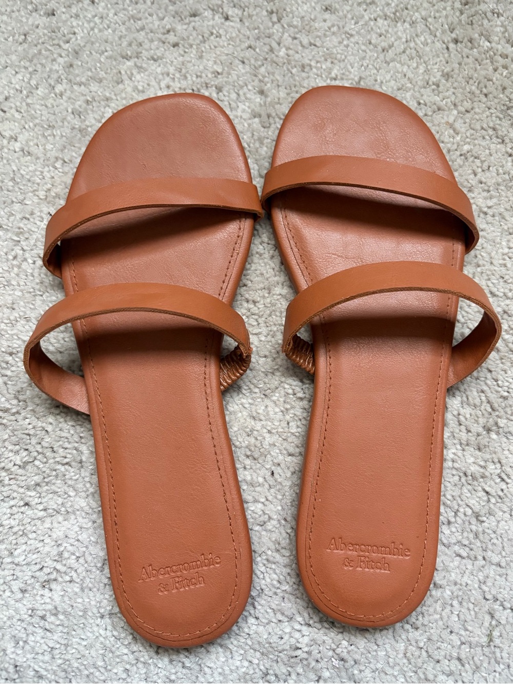Abercrombie & Fitch Cognac Double-Strap Slide Sandals